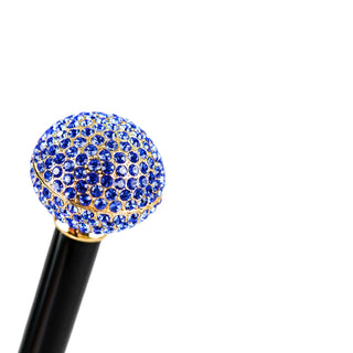 24K gold sapphire handle collectible Italian luxury walking cane detail