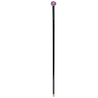 Silver plated spiral crystal handle black beechwood Italian luxury walking cane close-up