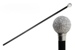 Swarovski rhinestone metal alloy handle handcrafted Italian walking cane front view