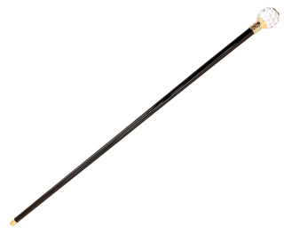 Swarovski crystal golden brass tip black handmade Italian luxury walking cane side view