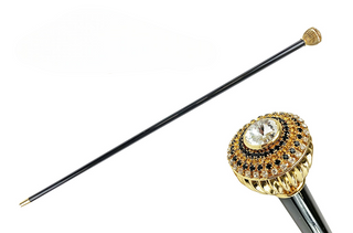 Topaz crystal handle beechwood handmade Italian luxury walking stick front view