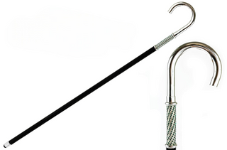 Silver plated emerald rhinestone crystal Italian luxury walking stick front view