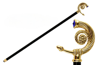 Swarovski sapphire crystal metal tip Italian handcrafted luxury walking cane front view