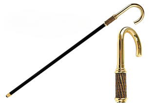 Swarovski 24K gold handcrafted Italian luxury walking stick front view
