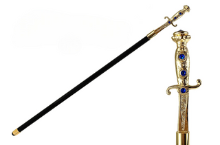Brass 24K gold handle Swarovski crystal handmade Italian luxury walking stick front view