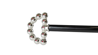 Silver plated red crystal sphere handle Italian luxury walking cane side view
