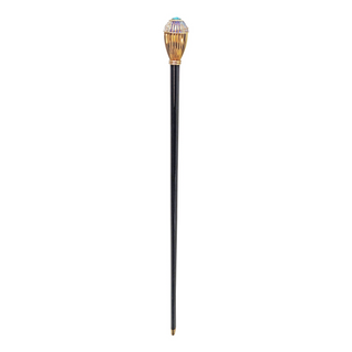 Multicolor crystal knob 24K gold tip handcrafted Italian walking stick detail