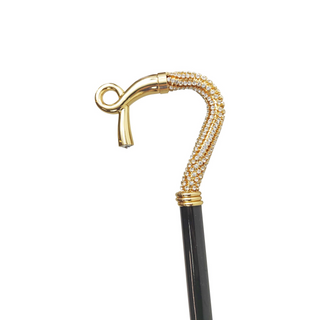 Crystal 24K gold handle handcrafted Italian walking stick side view