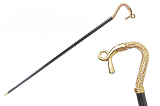 Crystal 24K gold handle handcrafted Italian walking stick front view