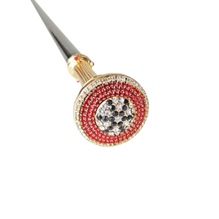 24K gold crystal handle Italian handcrafted luxury walking stick detail