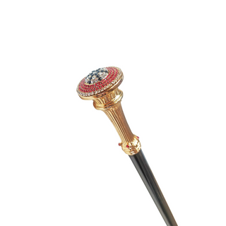 24K gold crystal handle Italian handcrafted luxury walking stick side view
