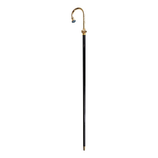 Ladies crystal handle black beechwood handcrafted Italian walking stick close-up