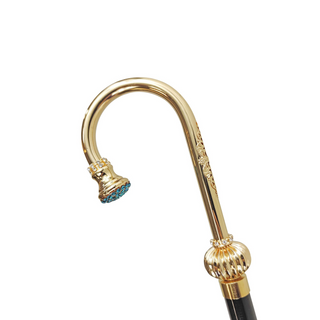 Ladies crystal handle black beechwood handcrafted Italian walking stick side view