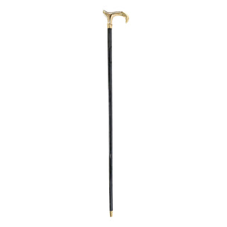 24K gold brass handle beechwood shaft handmade Italian luxury walking cane close-up