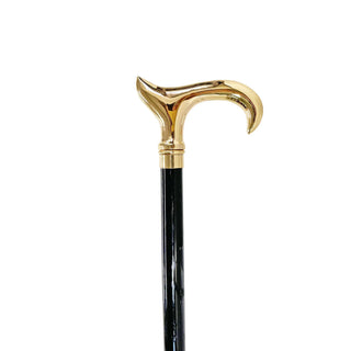 24K gold brass handle beechwood shaft handmade Italian luxury walking cane side view