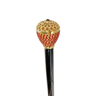 24K gold handle sapphire crystal elegant men's Italian luxury walking cane detail
