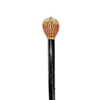 24K gold handle sapphire crystal elegant men's Italian luxury walking cane side view