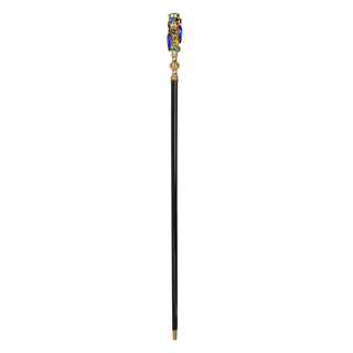 24K gold-plated crystal handle black beechwood handcrafted Italian walking cane angle view