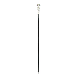 Silver plated crocodile handle Siam crystal gold tip Italian luxury walking cane detail