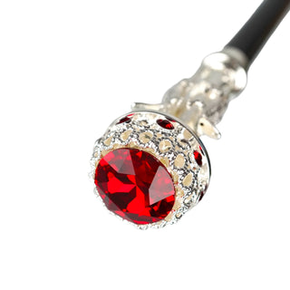 Silver plated crocodile handle Siam crystal gold tip Italian luxury walking cane side view