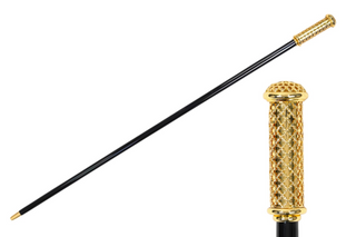 24K gold filigree handle black beechwood Italian luxury walking cane front view