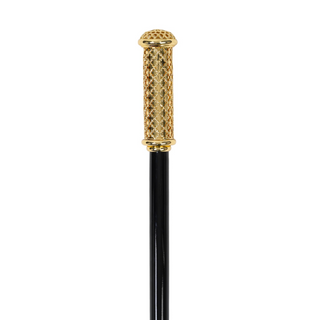 24K gold filigree handle black beechwood Italian luxury walking cane side view