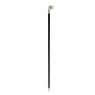 Silver bulldog metal handle handmade Italian luxury walking cane close-up