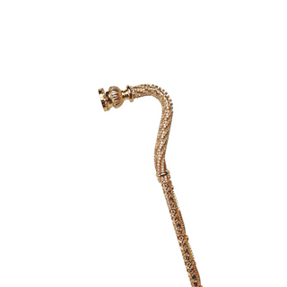 Crystal encrusted crook handle 24K gold plated Italian luxury walking cane close-up