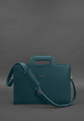 women leather laptop bag handmade business bag adjustable strap zipper closure close-up