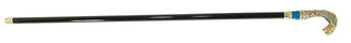 Enamelled cobra handle 24K gold handcrafted Italian luxury walking cane side view