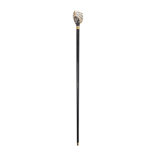 24K gold-plated handle black beechwood men's luxury Italian walking stick detail