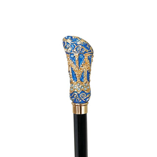 Belle Epoque 24K gold handle Swarovski crystal handmade Italian walking cane side view