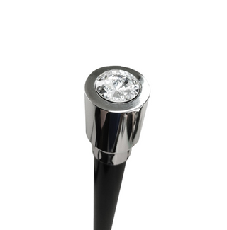 Brass handle Swarovski crystal handcrafted Italian luxurious walking stick side view