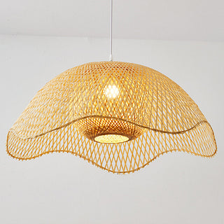 Suspension Bambou – Luminaire Tressé à Longueur Réglable Pour Salle à Manger