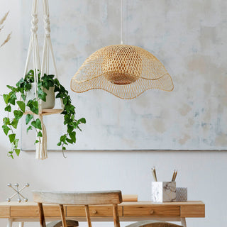 Bamboo weave pendant lamp — natural adjustable ceiling lamp