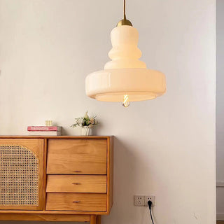 Pendentif gourde colorée – Suspension Bauhaus avec finition verre et laiton