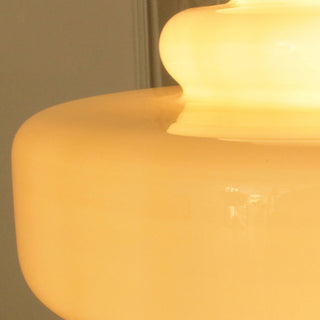 Milk glass gourd pendant side angle — modern E27 hanging lamp