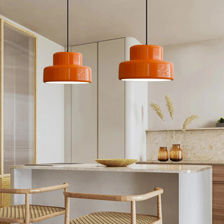 Mid-century orange pendant lamp with adjustable cord