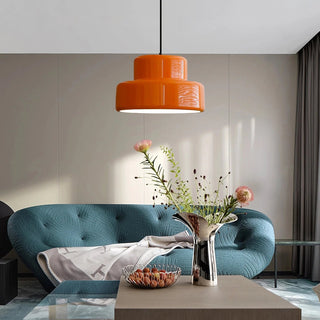 Vintage orange ceiling lamp with mid-century adjustable cord
