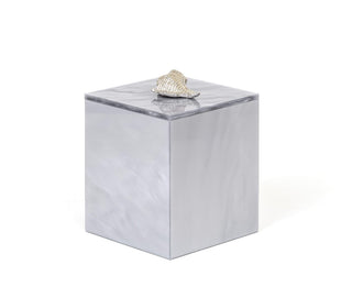 Bea square resin cotton pad holder gold shell bathroom top view
