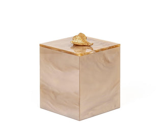 Bea square resin cotton pad holder gold shell bathroom set view