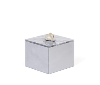 Bea square resin cotton pad holder gold shell bathroom detail