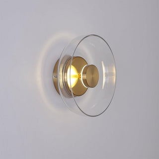 Modern clear round glass wall lamp angle — iron frame LED