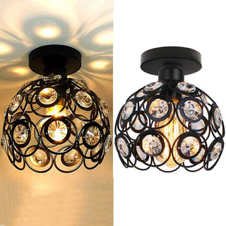 Glass iron ceiling lamp elegant gold crystal – hallway glow