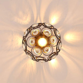 Gold glass ceiling lamp crystal – elegant hallway iron