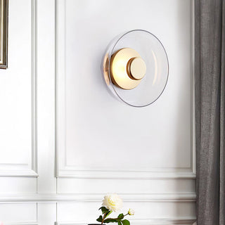 Clear glass round iron frame wall lamp ambient — modern