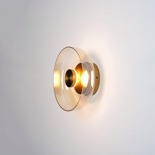 Modern clear glass round wall sconce iron — LED fixture