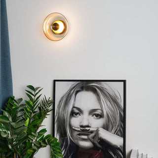 Round iron frame clear glass wall lamp — modern LED