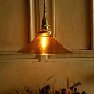 Retro amber glass shade pendant — vintage interior style