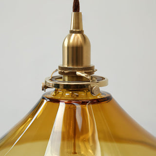 Vintage amber glass ceiling fixture with warm nostalgic glow